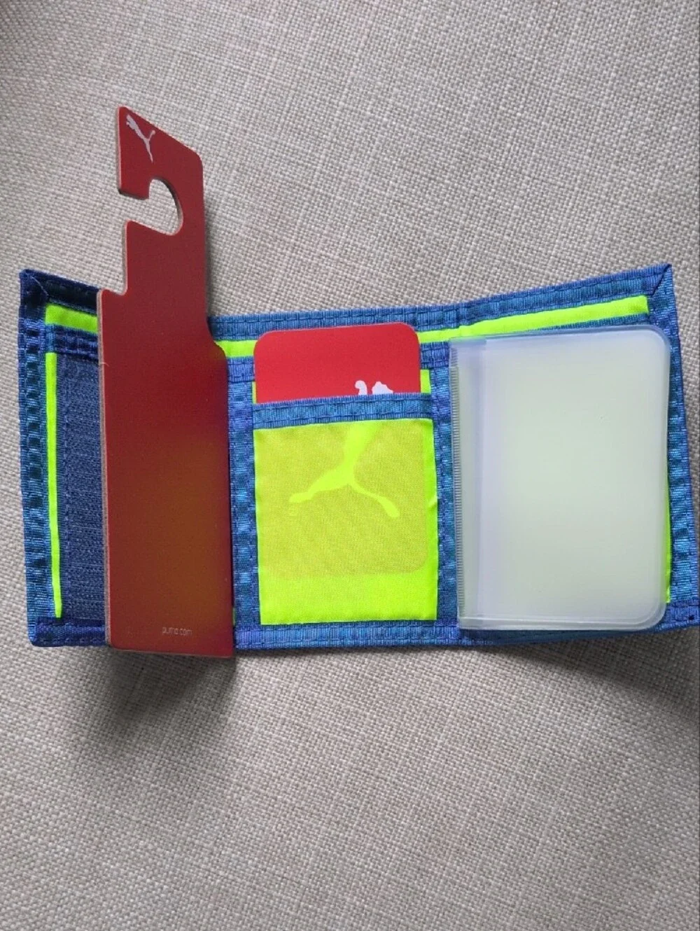 NWT Puma Blue Neon Yellow Trifold Sport Wallet One Size